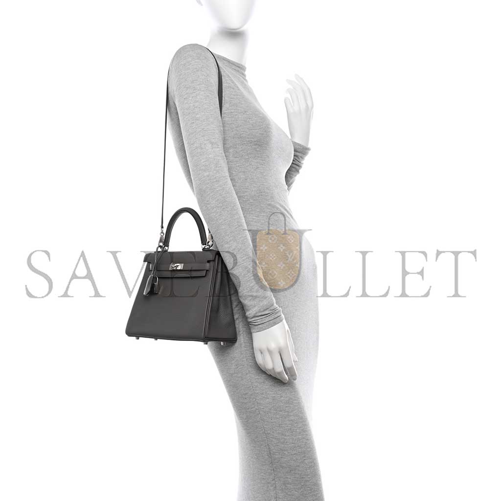 HERMÈS MASTER TOGO KELLY 25 RETOURNE ETAIN (25*17*7cm)